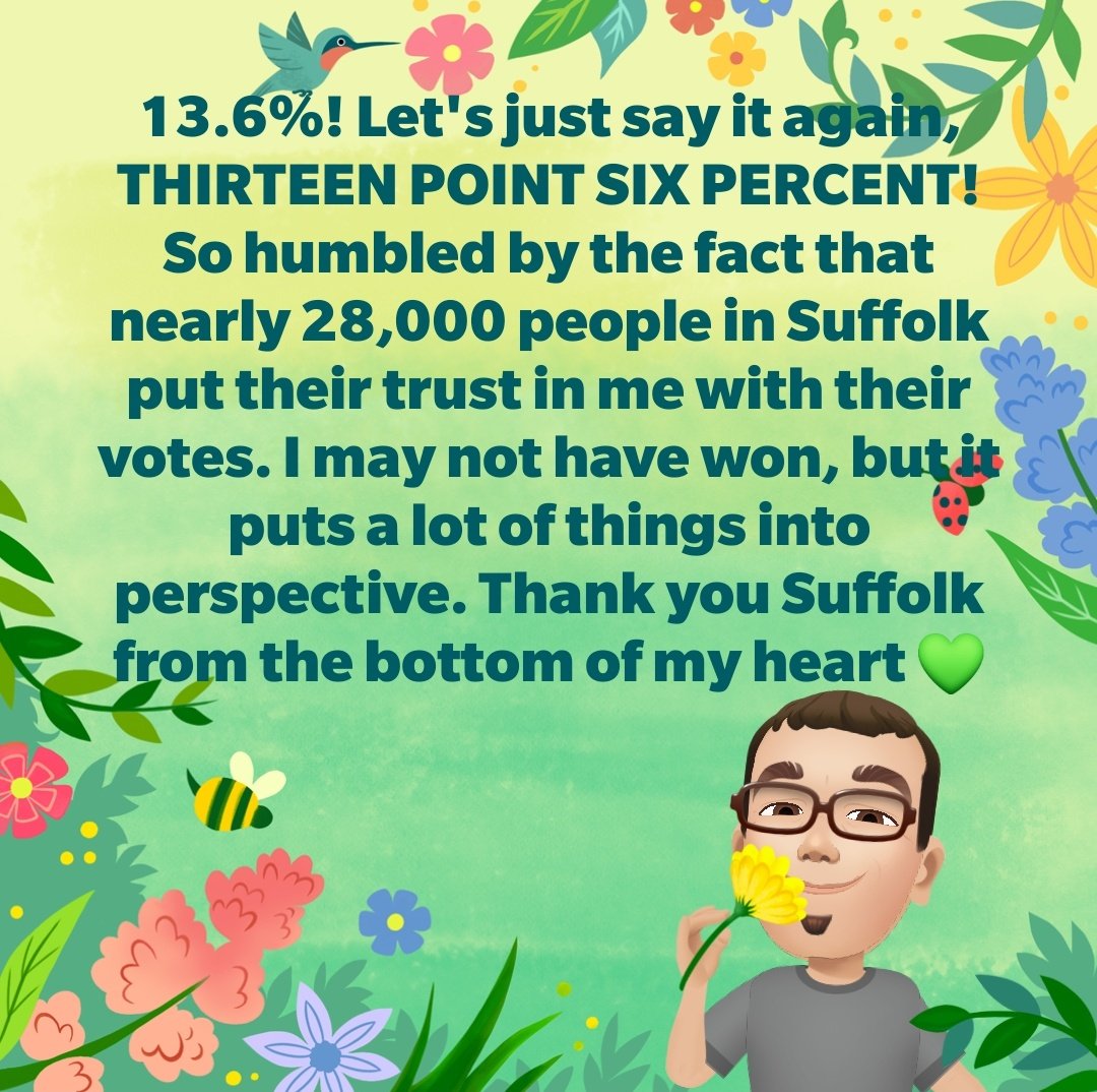 Amazing gains in Suffolk and very happy with the result in the PCC elections. Andy Patmore Suffolk PCC Candidate 2021