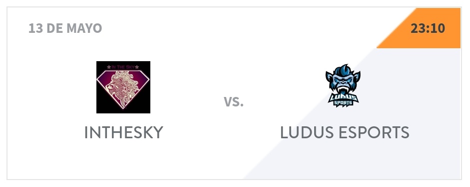 📅 Jueves 13 de Mayo 📅

⚽️ Jornada 13 (VFO) ⚽️

🕙 23:10h 🕙

 @e_ludus 🆚️ <a href="/InTheSkyVFO/">InTheSky</a> 

#HastaElFinalVamosSky