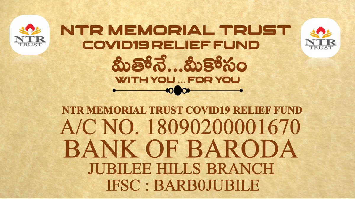 BalajiGupta's tweet photo. కరోనా బాధితులకు ఇతోధికంగా సాయపడుతున్న NTR ట్రస్ట్‌ కు మీ వంతుగా సపోర్ట్ చేయాల్సిన సమయం ఆసన్నమైంది..

మీరు అందించే ప్రతీ 2500-3000రూపాయలతో కనీసం ఒక ప్రాణాన్ని నిలపగలుగుతాం...🙏🙏🙏

#మీతోనే_మీకోసం #WithYou_ForYou
@ntrtrust #NTRtrust https://t.co/Gni4QvPWX1
