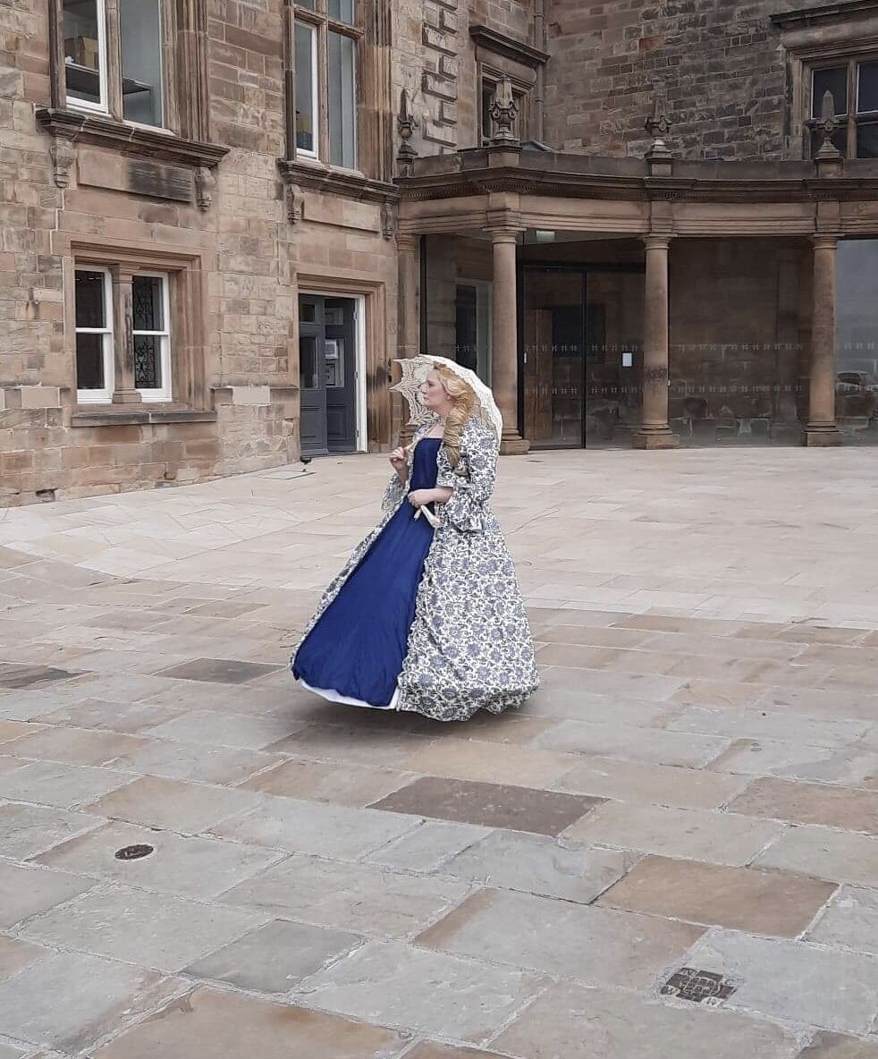 And here we have Cara portraying Miss Kirkby, obviously wondering where the monkey went!