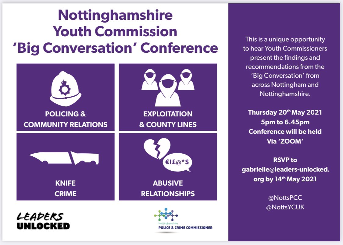 NottsYCUK's tweet photo. In 7 days the Notts YC will be hosting their virtual ‘big conversation’ conference. Where we will be hearing the voices of 2,600 young people on issues that affect them. To register for the event, sign up on Eventbrite using the link below https://t.co/XodXjyJBq4 https://t.co/ZCvr3Nymlc