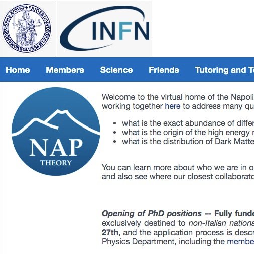 We got PhDs! 
Scholarships available at @UninaIT in Napoli.
Myself and members of the #NAPtheory group available as advisors to work on #Astroparticle #DarkMatter #HighEnergyAstro and more! 
Deadline *May 27*, light application
fisica.unina.it/en_GB/ammissio…
astroparticle-th.unina.it