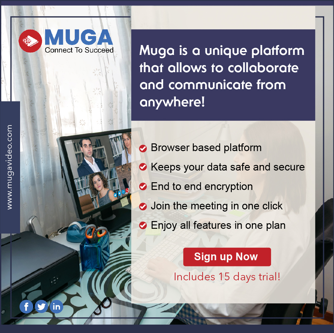 MUGA is a device friendly browser based platform and all you need is a link to join the meeting.

No download. No calling in.

Sign up and get 15 days Free Trial Now @ lnkd.in/ggbsDnT

#mugavideo #india #Video #Videoconferencing #videocall #Online #OnlineClasses #startup