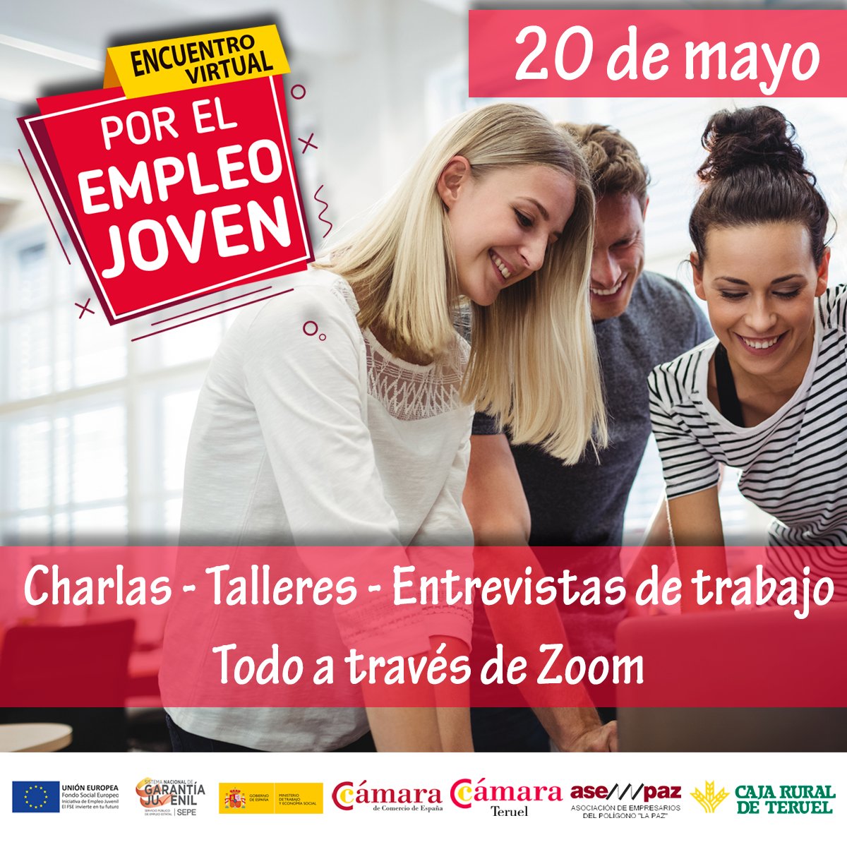 juventudCDaroca's tweet photo. 📢 ENCUENTRO VIRTUAL POR EL EMPLEO JOVEN
📍2️⃣0️⃣ de Mayo.
📍 Vía Zoom
Organiza Cámara Comercio de Teruel dentro del marco del @ProgramaPICE, con la colaboración de @Asempaz @ruralteruel y empresas de la provicia
Info👉 https://t.co/88ld4nAvXj https://t.co/OWsXK7x621