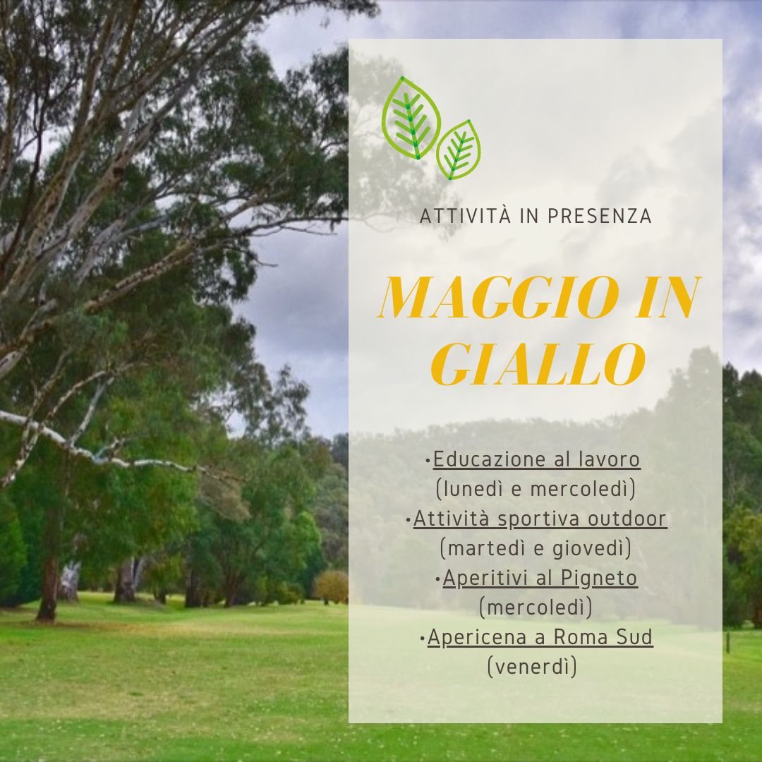 4Giuliaparla's tweet photo. 📌Le nostre attività del mese di Maggio:
•Educazione al lavoro (lun e merc 10-14)
•Attività sportiva outdoor (mart alle 15 e giov alle 10)
•Aperitivo al Pigneto (mer 16-18)
•Apericena a Roma Sud (ven 19-21)

#social4social #smm21 #giuliaparla #maggioingiallo https://t.co/BNgxjH4z4Q