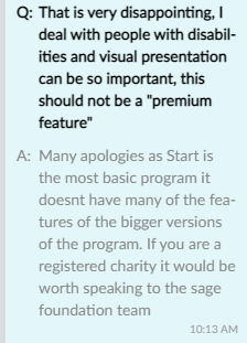 WordPressGuyie's tweet photo. Extremely disappointed to see that @sageireland don't view footer font size as a basic requirement, and withhold its customizability as a premium feature. #accessibility https://t.co/3F32jALUlM