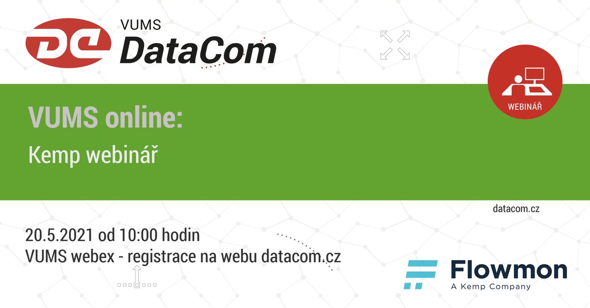 VUMS_DataCom's tweet image. Dne 20.5.2021 od 10 hodin proběhne Kemp webinář // 20th of May VUMS online: @FlowmonNet  webinar will take place. 
více na: bit.ly/3oboXcq

#ITSecurity #webinar