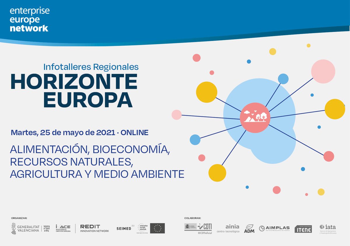 Redit_es's tweet image. ¡Apúntate! #INFOTALLER Regional #HorizonEU: #CLÚSTER6:"Alimentación, Bioeconomía, Recursos Naturales, Agricultura y Medio Ambiente" 
🗓️martes, 25 mayo
🖊️bit.ly/3y7TVXD
👉bit.ly/3w2poZw
@GVAivace @seimedcv @CDTIoficial