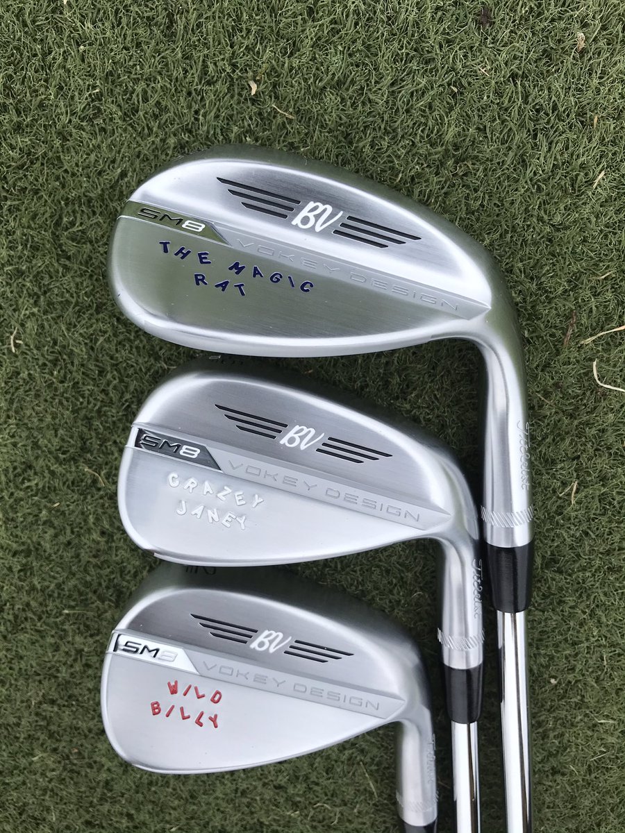 linksgolfphotos's tweet photo. Great job by @ScottYoungGolf2 @nbproshop @Titleist @VokeyWedges on these beauties - #springsteen #themagicrat #crazyjaney #wildbilly @springsteen #linksgolf https://t.co/WVr0U46mxy