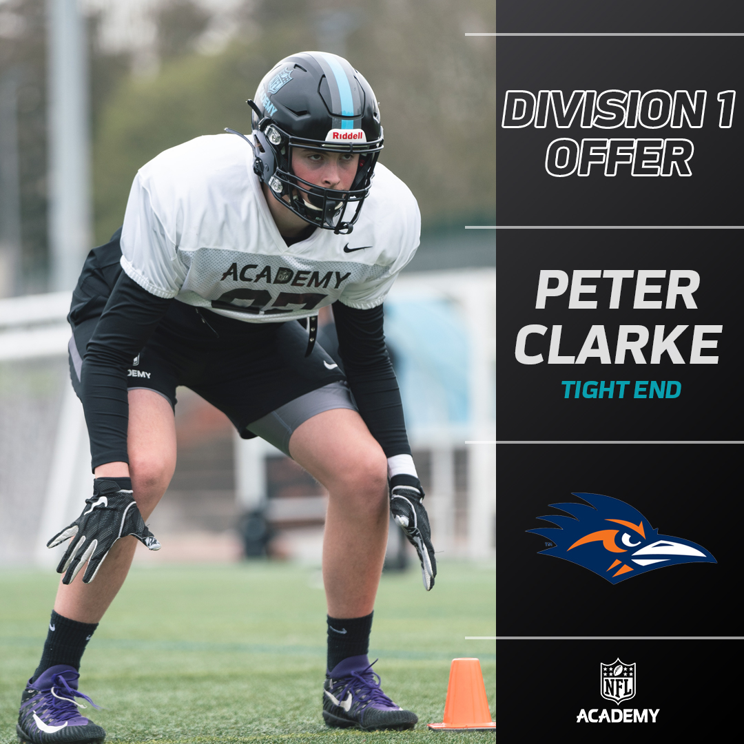 Huge congratulations to #NFLAcademy Tight End @Peter_Clarke87 on his Division 1 offer to <a href="/UTSAFTBL/">UTSA Football 🏈</a> ! 🙌🙌

🇬🇧🏈