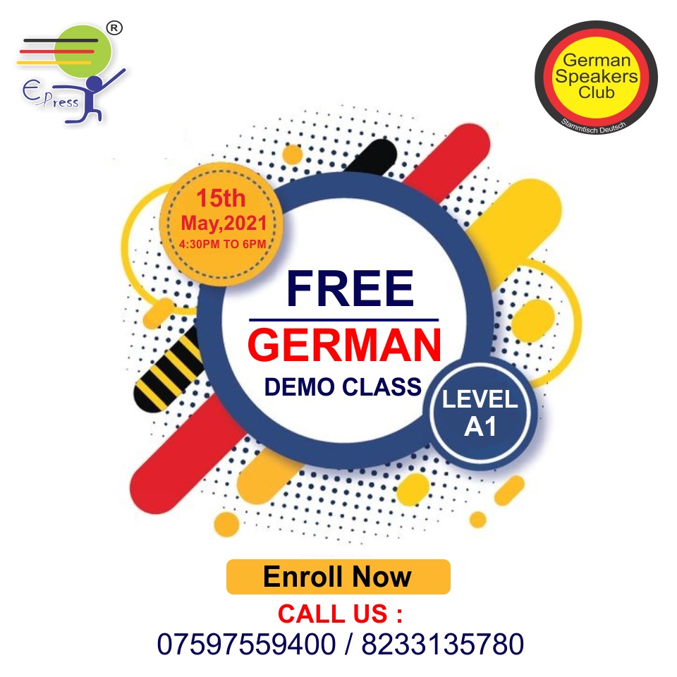 elanguagestudio's tweet image. Attend Free Demo Class on 15th-May,2021 ( Saturday) at 4:30 PM.
Online German Classes Jaipur 
*For more info:*
Call/WhatsApp.: 07597559400
elsjaipur.com

#learngerman  #FreeDemoClasses  #Freedemoclass #listening #Freedemoclassforgerman #newbatchstart #learngermanonline