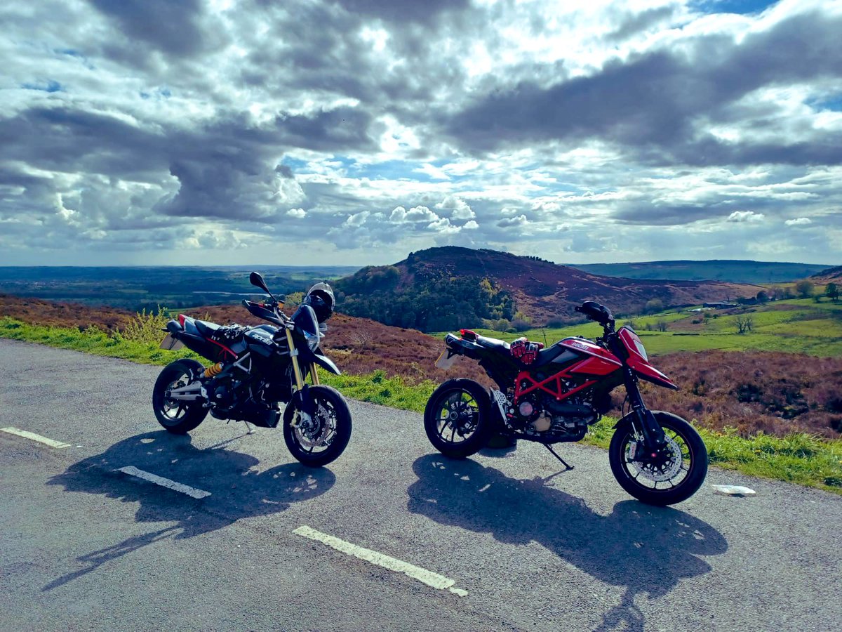 Why we do what we do. 2 very special and surprisingly very different bikes. <a href="/DucatiMotor/">Ducati</a> Hypermotard Evo SP &amp; <a href="/ApriliaOfficial/">Aprilia</a> Dorsoduro 1200. #peakdistrict #supermoto