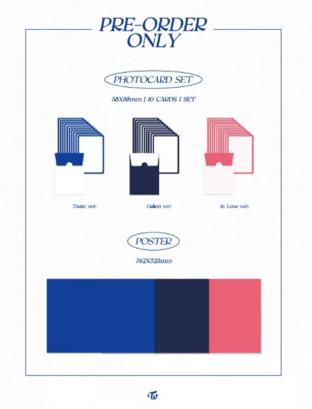 SaidaKshopPH29's tweet photo. #SaidaKshopPHGO

✨Twice 10th Mini Album <Taste Of Love> TINGI

TASTE VERSION:
✅✅✅PB+ CD + COVER SLEEVE + POB POSTER(WITH TUBE) -250 PESOS
✅✅✅BOOKLET + LENTI+ TASTING CARD + COASTER - 190 PESOS
✅✅✅5 RANDOM PHOTOCARDS  - 190 PESOS https://t.co/Z2WCcMtebA