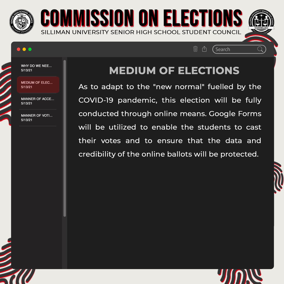 sushssccomelec's tweet photo. ๐๐๐๐๐ ๐๐, ๐๐๐๐๐๐ ๐๐๐๐!
Here's a complete guide on how to ๐๐๐๐๐ฌ๐ฌ ๐ญ๐ก๐ ๐๐๐ฅ๐ฅ๐จ๐ญ and to ๐๐๐ฌ๐ญ ๐ฒ๐จ๐ฎ๐ซ ๐๐จ๐ญ๐๐ฌ.
SUSHSSC Elections is happening tomorrow, May 14.
#SUSHSOnlineElec2021
#LabanSeniorHigh https://t.co/0qaGIPlqEq