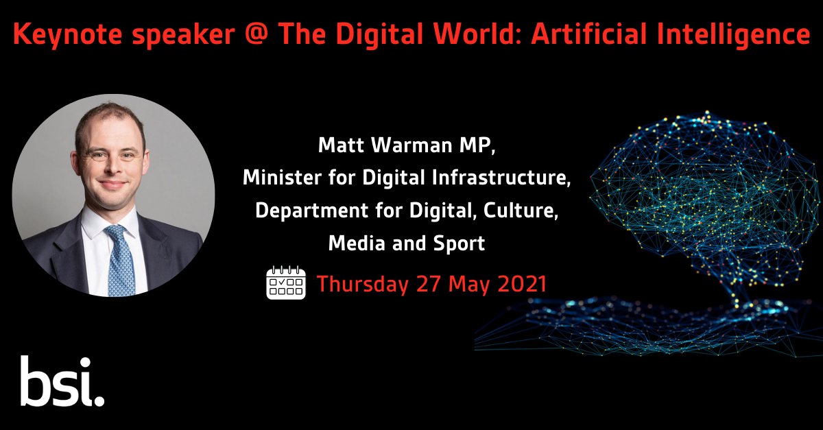 BSI IoT (@bsi_iot) on Twitter photo Excited to announce <a href="/mattwarman/">Matt Warman</a> MP, Minister for Digital Infrastructure, as a keynote speaker at our AI event. Hear how the Government will deploy AI to build back better, and cement the UK as a responsible and democratic cyber power: bit.ly/3n81fgQ #AI Excited to announce <a href="/mattwarman/">Matt Warman</a> MP, Minister for Digital Infrastructure, as a keynote speaker at our AI event. Hear how the Government will deploy AI to build back better, and cement the UK as a responsible and democratic cyber power: bit.ly/3n81fgQ #AI