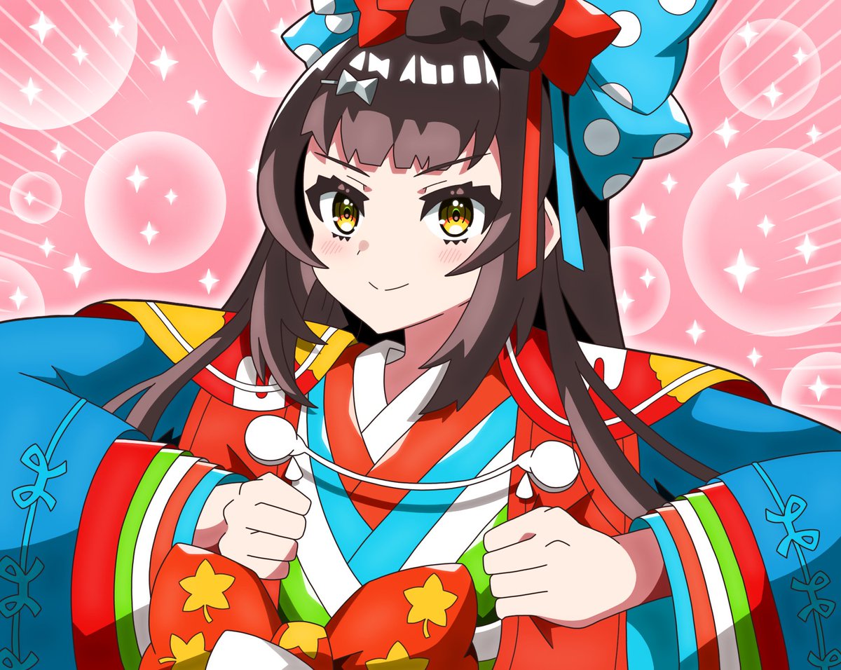 1girl animal ears japanese clothes long hair solo kimono bow  illustration images