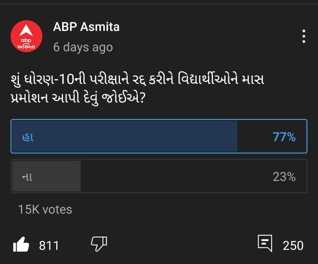 MayankMMishra2's tweet photo. Godi Media=@abpasmitatv 
Khud hi poll rakhi hai 77% exam cancel karne ka bok rahe hai aur tv pe kuch aur dikhate hai😡😡.@vijayrupanibjp @CMOGuj @DiwalipuraYouth @imBhupendrasinh @DrRPNishank  @Divya_Bhaskar @Zee24Kalak @tv9gujarati #CancelGujaratExam #JusticeForStudents https://t.co/cGps6YNNvz