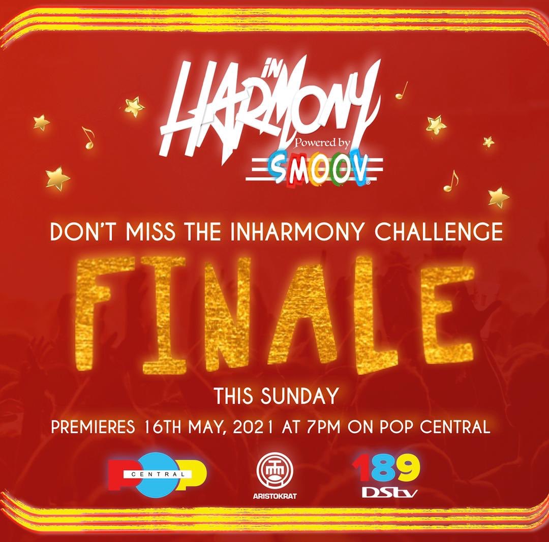 ihchallenge's tweet photo. Who would win the 2.5 Million Naira.
Don’t miss the finale of the #inharmonychallenge this Sunday at 6pm on Pop Central. You can also stream live on @SmoovChapman_NG’s YouTube channel as well as their Facebook. Tune in! https://t.co/8NAXjHDJKX
