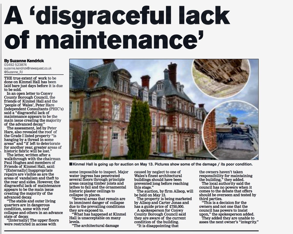 “Cometh the hour, cometh the man”. The custodianship of Kinmel Hall will likely change hands within this hour under a online gavel. Outliving all of us, the future purpose of this incredible building swings in the balance.