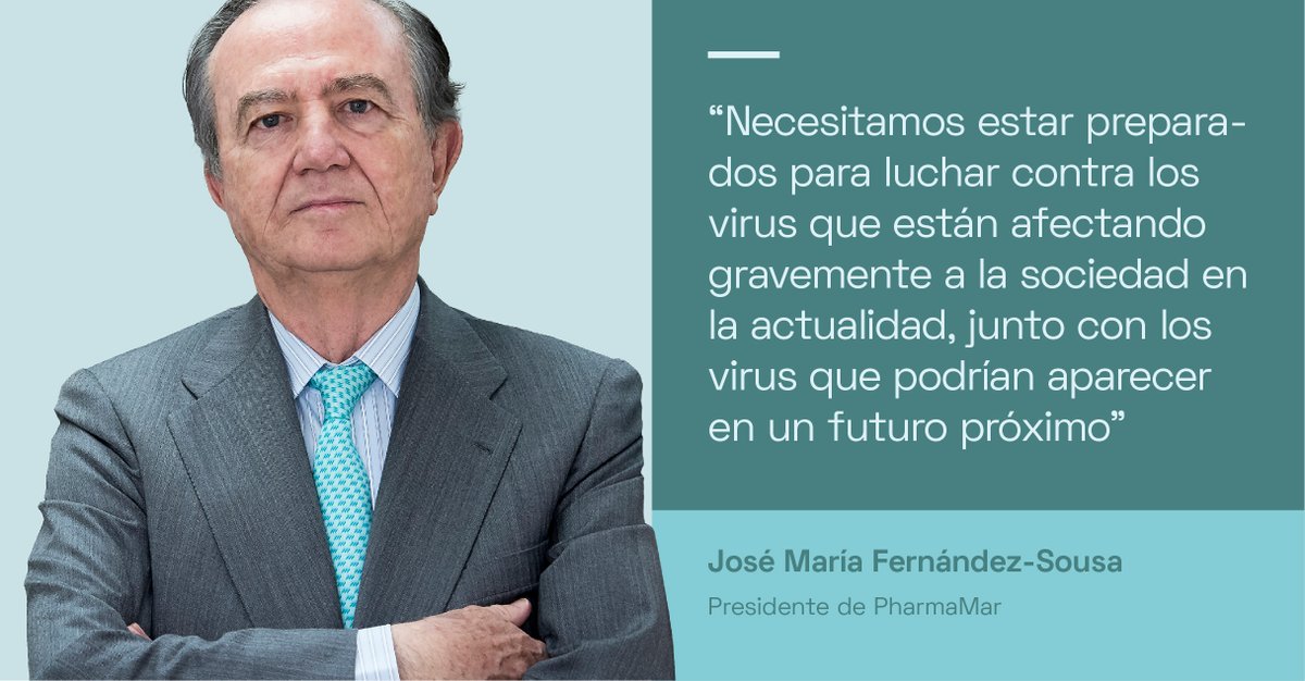 PhrmMar's tweet photo. "Lo que ha ocurrido con el SARS-CoV-2, podría volver a suceder” afirma José María Fernández Sousa, presidente de #PharmaMar. Por eso hemos creado la unidad de virología, capaz de hacer frente al reto de futuros virus. https://t.co/DTaUQWclEz