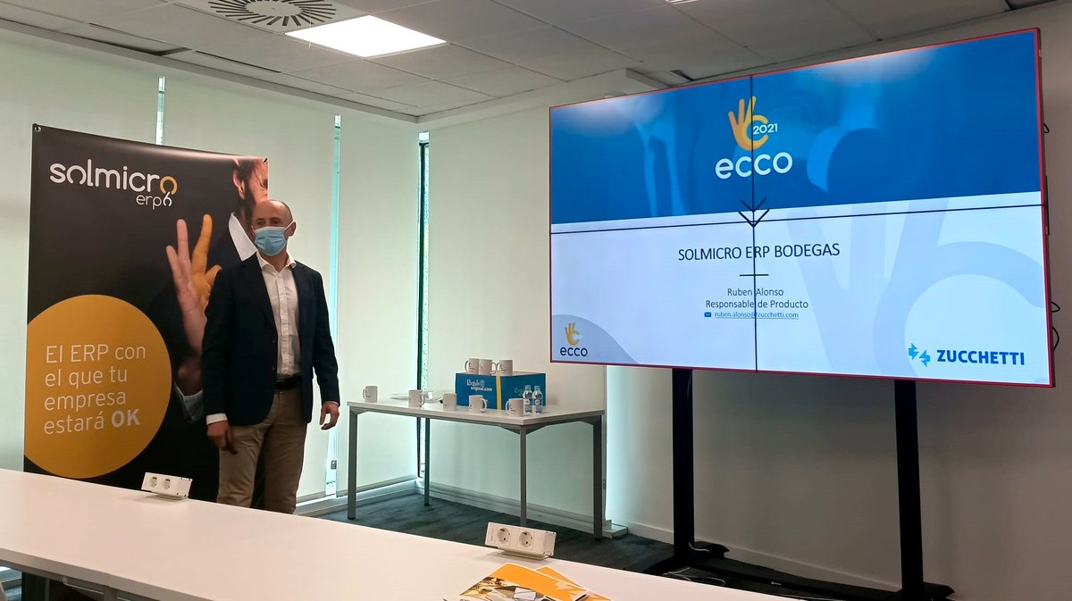 ZucchettiSpain's tweet photo. Rubén Alonso, Responsable de Producto #SolmicroERPbodegas, presenta la última versión de nuestra solución #ERP para el sector vitivinícola🍇🍷
📌Modelo de datos mejorado
📌Simplificación de procesos
📌#movilidad
📌Para todo tipo de bodegas
#ZucchettiECCO2021👌
#ZucchettiECCO21 https://t.co/RxiRbtJtrH