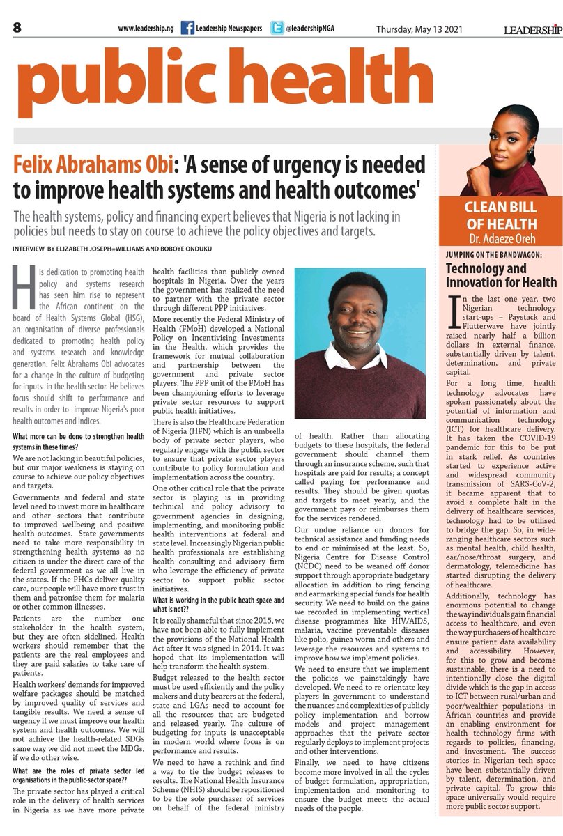MallamPelliks's tweet photo. Read my recent interview with the @LeadershipNGA newspapers on the state of the #Nigerian health system 
https://t.co/onPLCOSDlo

@H_S_Global @results4dev @SPARC_Africa @AfHEA_Africa @ekemma @nighealthwatch @Adaeze_Oreh @adanna_dr @cashin_cheryl @FolsomAmanda @ejemaim @ekemma https://t.co/CxqRHWr7NO