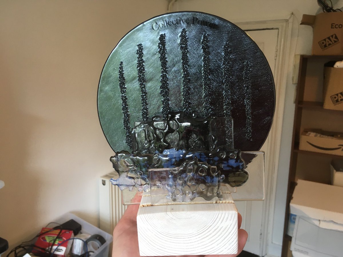 Our beautiful #CHWA2021 Collective Power Award, designed by ⁦⁦<a href="/StevieDGlass/">Stevie Davies</a>⁩ , has arrived safe and sound! Thank you ⁦@CHWAlliance⁩ for this lovely recognition of our work over the past year offering free #drama and #arts activities to support people in #recovery.