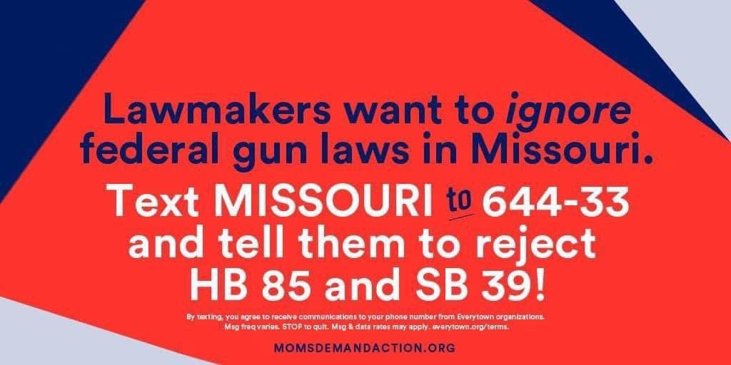 LauraAnnSTL's tweet image. So, knowing all of this data, the Missouri Senate has just gaveled in, prepared to debate #HB85, which would nullify federal gun laws. Call your Senator NOW and urge them to vote NO on this deadly legislation. @MomsDemand #MoLeg