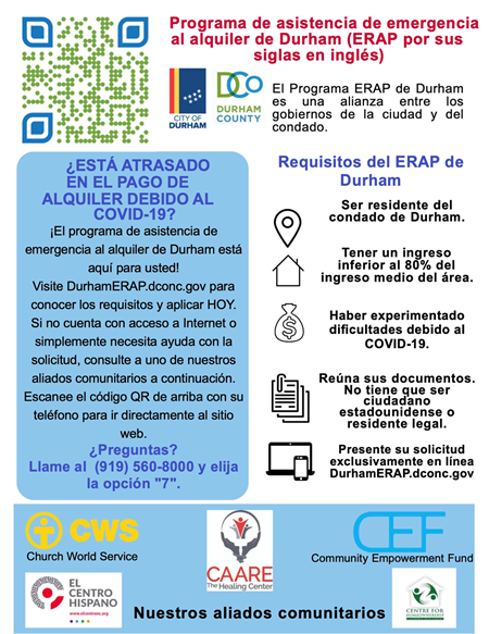 Programa de asistencia de emergencia para el alquiler de Durham con LINK TO APPLY
Para postularse, dcoprod.servicenowservices.com/cares