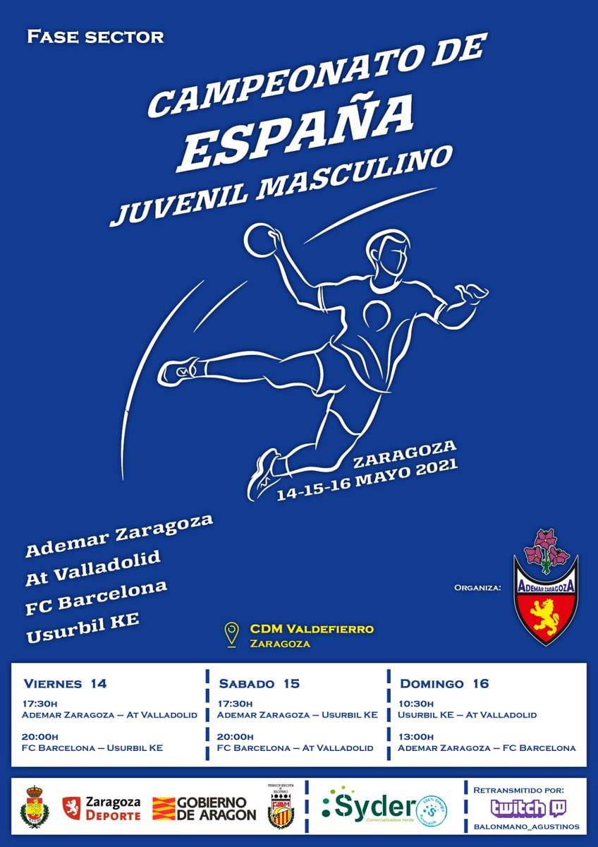 #JUVMASC 🤾🏽‍♂️ | Campeonato de España

¡¡Horarios disponibles!!🔵🔴

Y... ¡Buenísimas noticias!➡️
Nuestros amigos de BM Agustinos de la mano de Santi Abad retransmitirán los partidos a través de su canal de Twitch: 
twitch.tv/balonmano_agus… 
¡A los cuales estamos muy agradecidos!👏🏼👏🏼