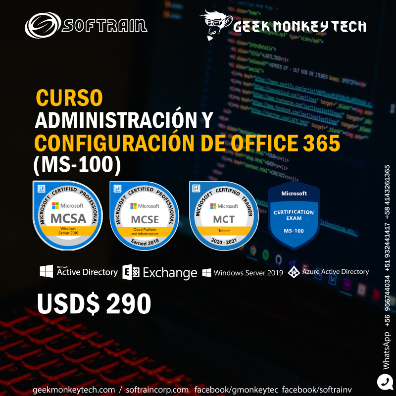 softrainve's tweet photo. Curso Micirosoft Office 365 Active Directory Azure - Iniciamos el 05 junio, sabatino esta en promocion https://t.co/xDNUUVa6lq #microsoft365 #office365 #activedirectory #azure #gmonkeytech https://t.co/qqTBuchBm3