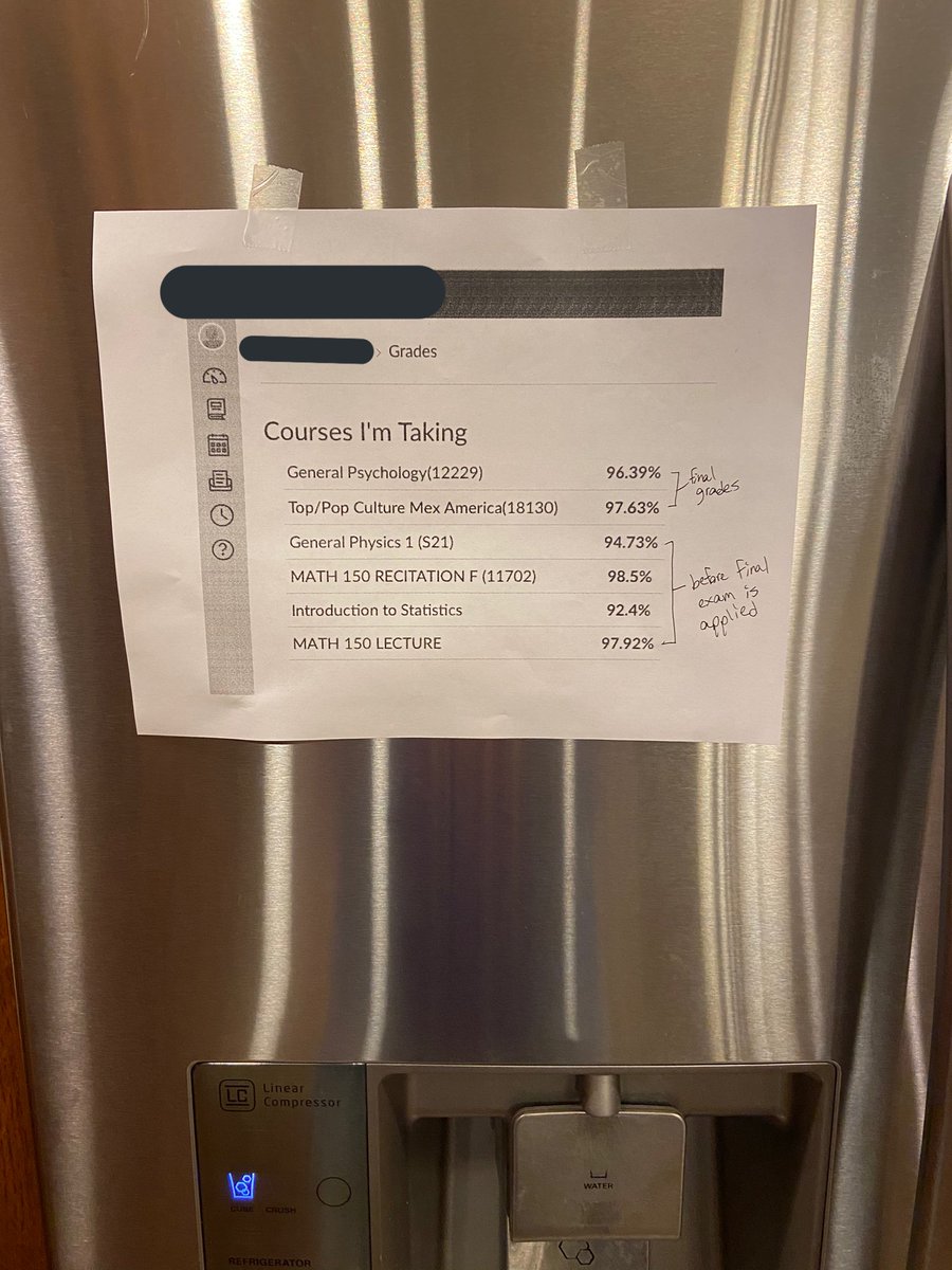 carterhambley's tweet image. parents put my sister’s report card on the fridge so i added mine too