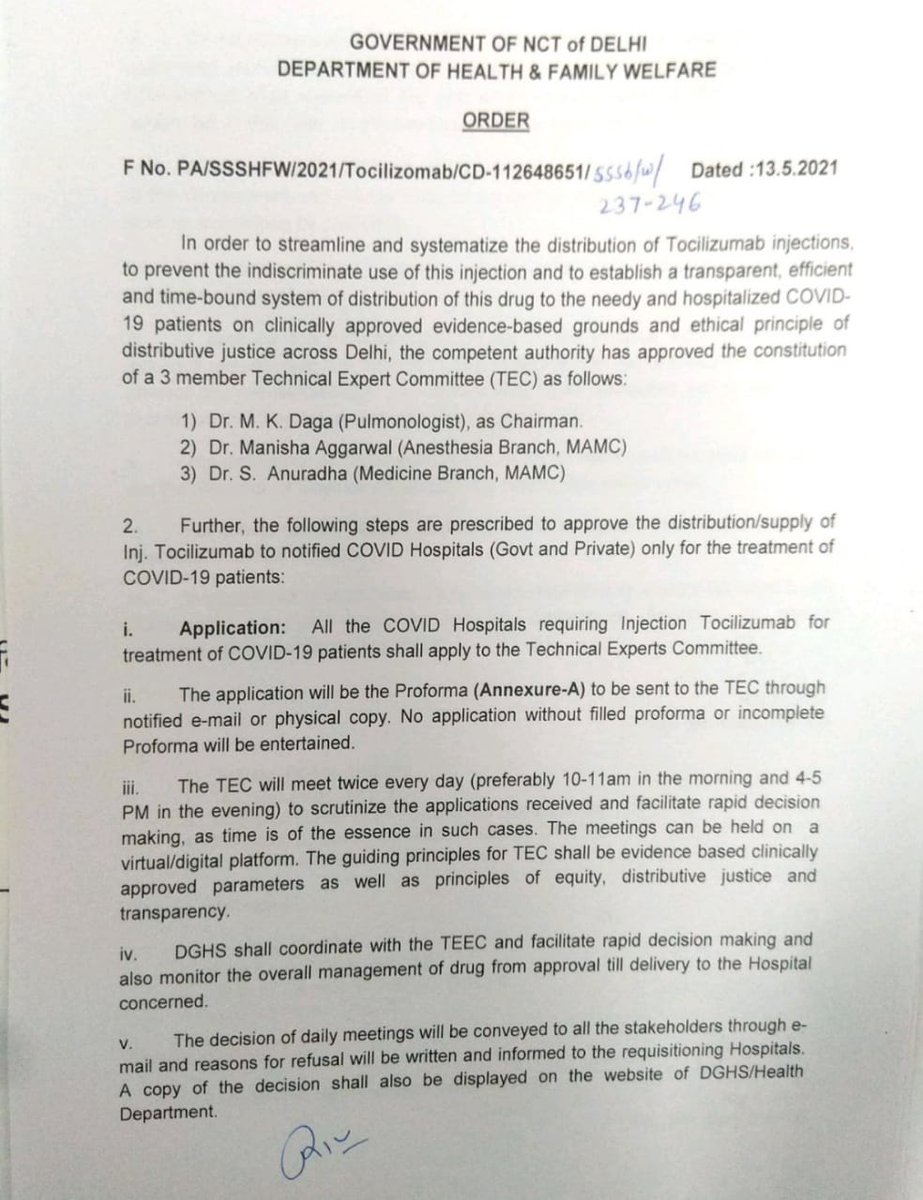 attorneybharti's tweet photo. This is called Governance! Now Tocilizumab will b made available after assessment by a committee, setup by Kejriwal Govt,directly to d patient through Hospital.Thanks Sri .@ArvindKejriwal Ji 4 this great noble decision 4 Delhi. .@PMOIndia Ji, plz get this replicated across India. https://t.co/dvXXDG9uPo