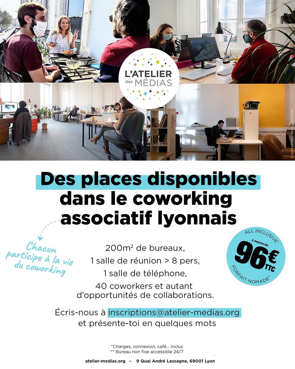 Qui veut rejoindre le meilleur coworking ? 
<a href="/CoworkingLyon/">L'atelier des médias</a>