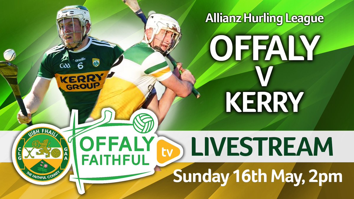 Both counties hoping for two wins in a row - watch <a href="/Offaly_GAA/">Official Offaly GAA</a> v <a href="/Kerry_Official/">Kerry GAA</a> in the Allianz Hurling League this Sunday.

Live stream for €5 via: page.inplayer.com/offalygaafaith…

(N.B. You can purchase before throw-in and watch up to 48 hours later.)