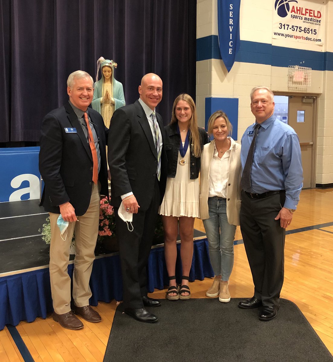 The Bishop Chatard Medal was presented to Moira McGinley at today’s all-school Mass by President Bill Sahm. The student achievement award is given to a Senior that demonstrates the values, beliefs, and actions of the mission of BCHS.