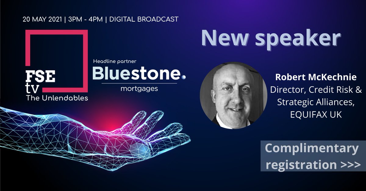 TweetFSE's tweet photo. Meet Robert McKechnie, Head of Products at Equifax, who has joined the panel of experts for the "The Unlendables" broadcast next Thu 20 May at 3pm. Complimentary registration >>> https://t.co/o10hebT6T6 <<<
#FSETV #livebroadcast #mortgages #financialvulnerability #affordability https://t.co/VxYsIvDzqW