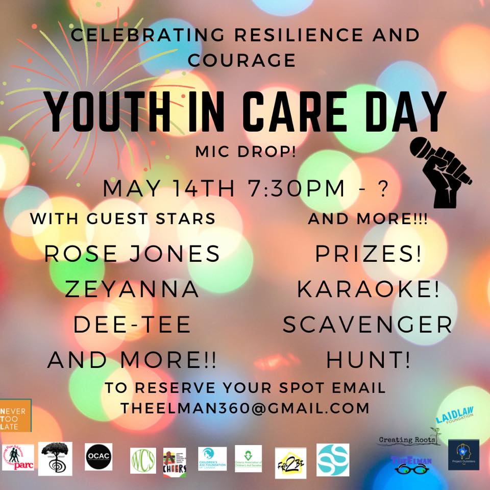 Youth In Care Day Mic Drop tomorrow night 7:30pm.  For all youth in and from care end the day by celebrating yourselves! Come on by #youthincareday

eventbrite.ca/e/youth-in-car…