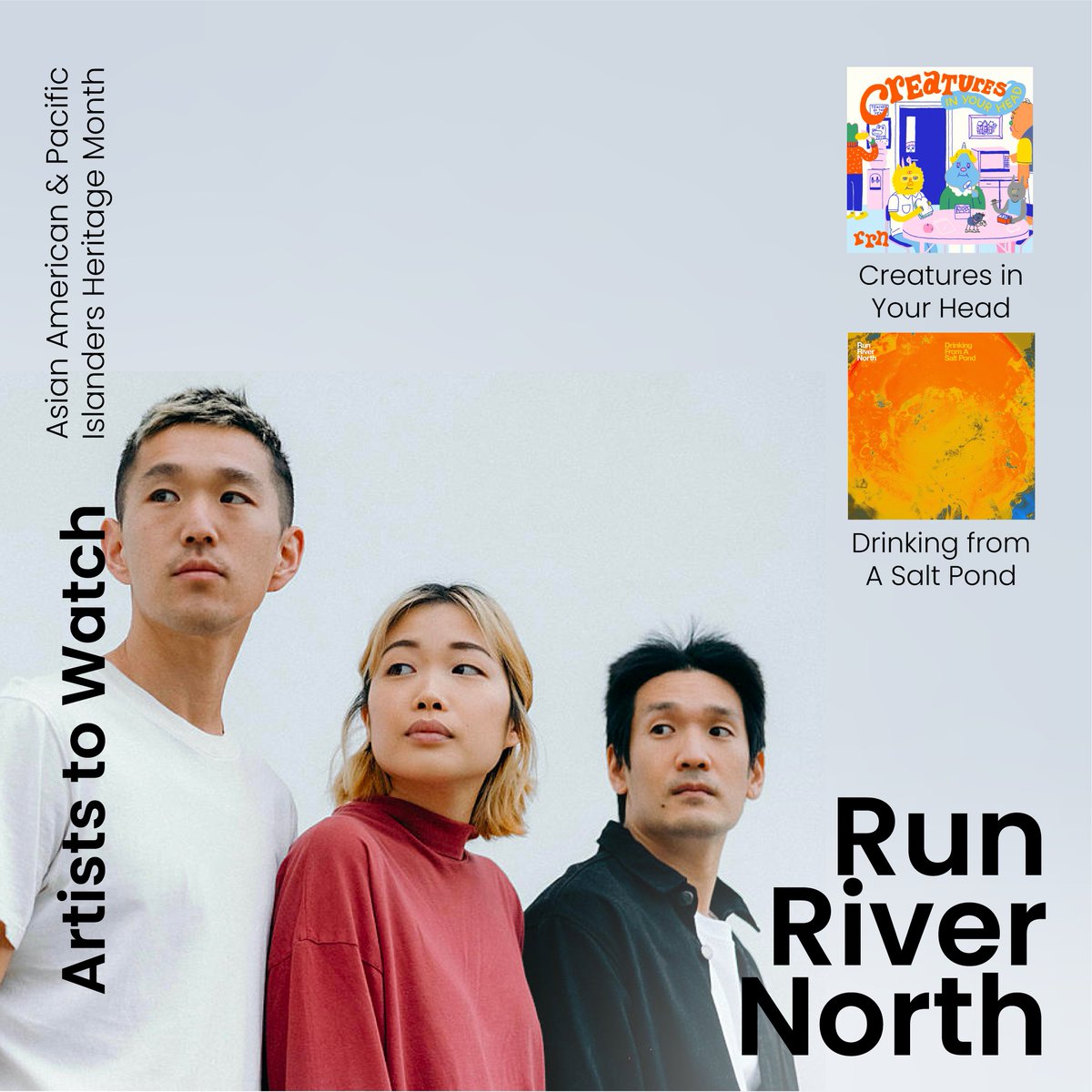 musicaudex's tweet photo. Indie alt/folk trio @runrivernorth blends clever lyrics w/infectious melodies. They're vocal about breaking stereotypes + infusing their Korean-American upbringing into lyrics. #runrivernorth #aapiheritagemonth #andeveryothermonth #artiststowatch #musicbiz #amplifydiversevoices https://t.co/IHJf8P2rs7