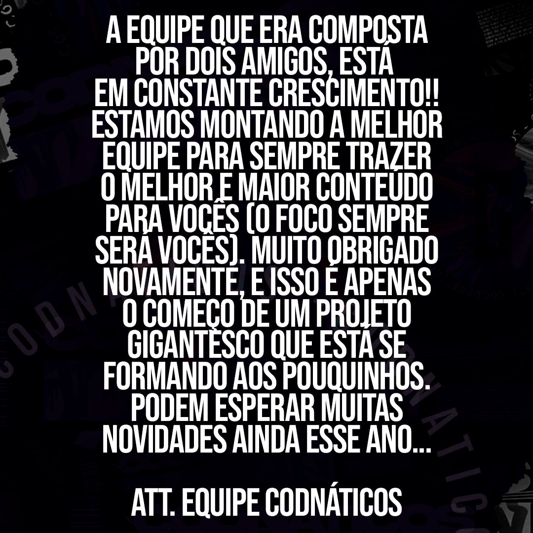codnaticos's tweet image. Só temos a agradecer pelo apoio, e #gocodnaticos.. tmjjjj família !!!! 🔥🤩🔥🤩