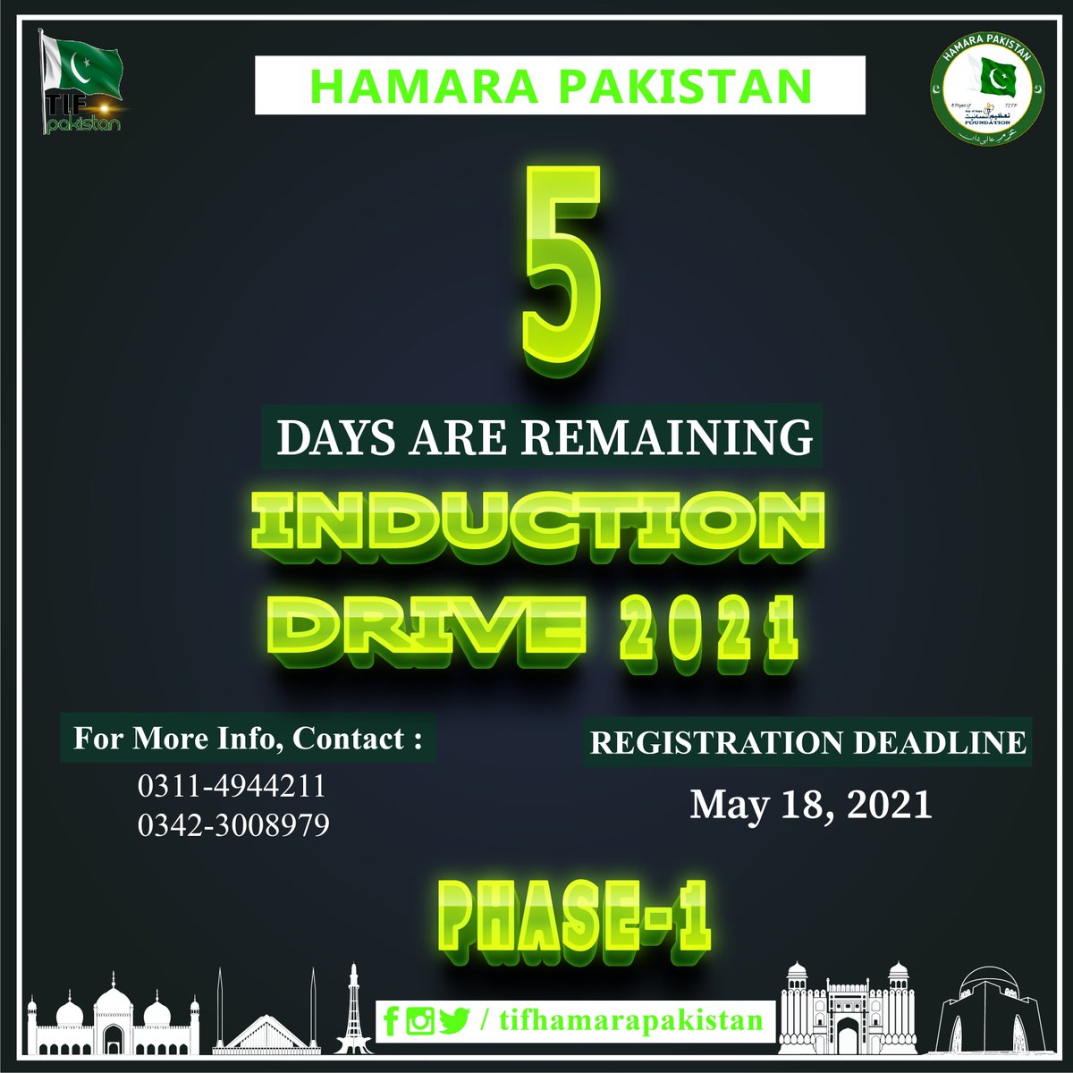 tifhamarapak's tweet photo. > Hamara Pakistan - Induction Drive 2021 <<
Hamara Pakistan (A Project of TIF_Pakistan) is announcing its window of opportunity!  Only 5 days are remaining. Hurry up!!!
Apply now at:
https://t.co/UnKxKrXcVU
Hamara Pakistan |A Project Of TIF_Pakistan https://t.co/VVhGsFDq7u