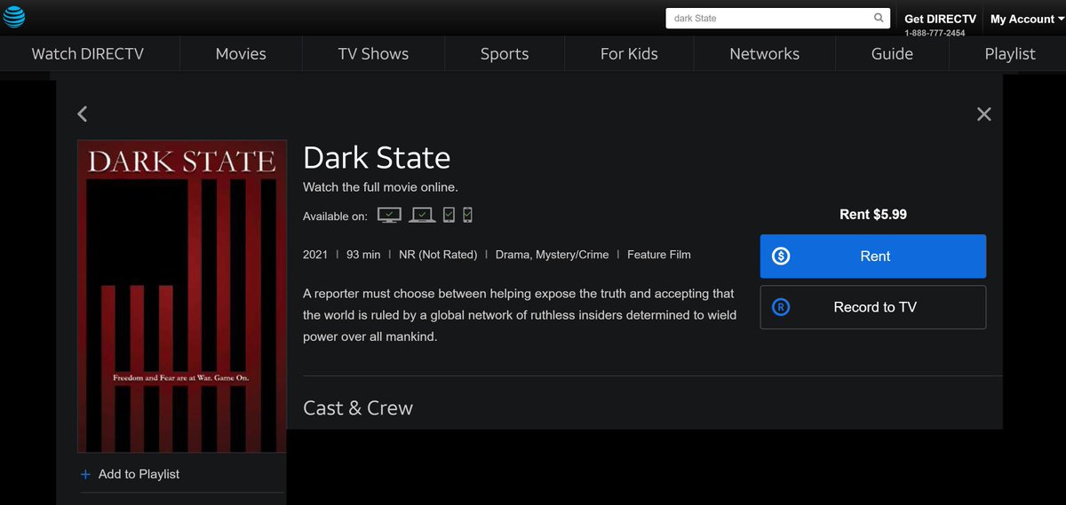 Dark State now available on Direct TV!
buff.ly/3eGYGjb

#darkstatemovie #actor #actorlife #supportindiefilm #moviestill #movies #moviescenes #moviegoers #cultmovies #moviestowatchoutfor #ondemand