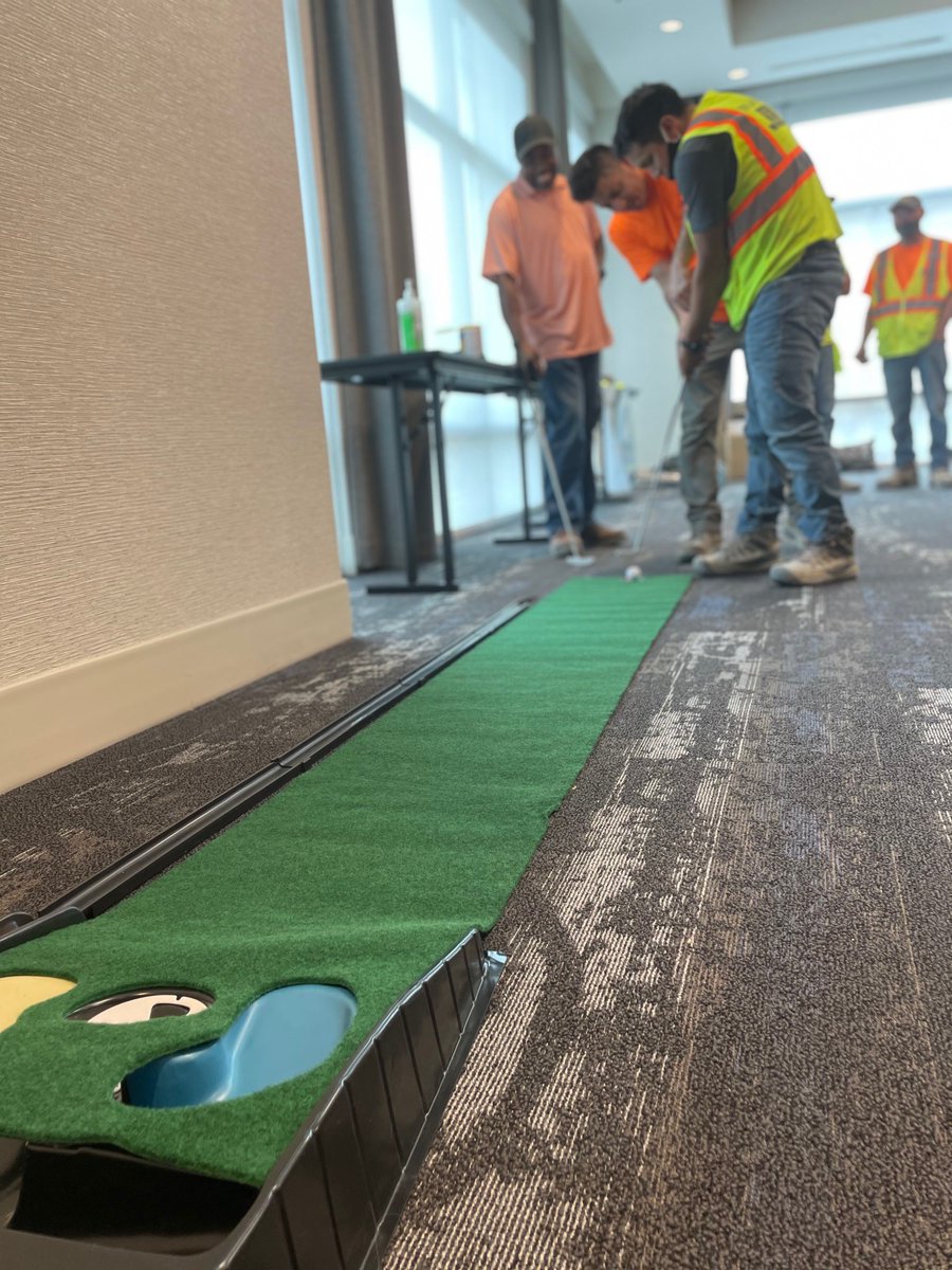 EldecoInc's tweet photo. We were able to show our employees that a straight, short putt with distractions can be almost impossible to make and how those same distractions mentally can cause us to make mistakes in the field for not having a clear vision of the task at hand. #ConstructionSafetyWeek https://t.co/AnctkmRtjz
