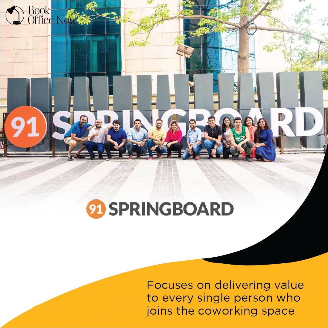 BookOfficeNow's tweet photo. @91springboard was set up in 2013, with its co-founders including Vemuri, Deepak Sharma, Pranay Gupta and Varun Chawla. The company says it aims to provide workspaces that promote collaboration and knowledge-sharing. 
#startups #startupbusiness #StartupNews https://t.co/a0E7P4GkB3