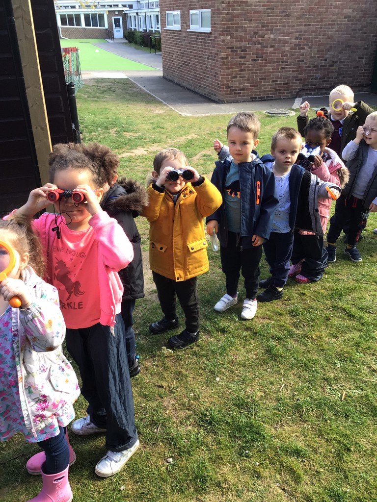 NRoyalpark's tweet photo. This week at forest school we went on a bluebell hunt! We used binoculars and magnifying glasses to help us spot them. We then took turns in drawing our very own bluebell flower pictures! https://t.co/iViywc5Ump