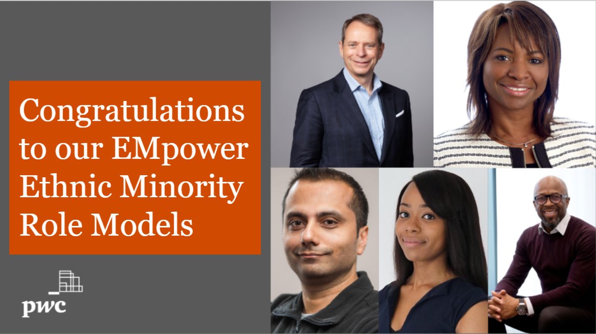 Congratulations to <a href="/KevinJDEllis/">Kevin Ellis CBE</a>, <a href="/AlberthaPwC/">Albertha Charles</a>, <a href="/nileshsolanki/">Nilesh Solanki</a>, @moniquemlondon &amp; <a href="/Tunji_Akintokun/">Tunji Akintokun MBE 🇬🇧🇳🇬</a> who are on the <a href="/EMpoweriB/">Empower</a> Ethnic Minority Executives, Future Leaders &amp; Advocates Lists, and are supporting our commitment towards an inclusive workplace. #EMRoleModels21