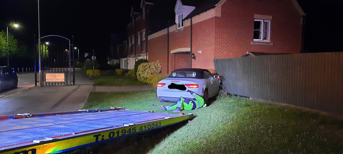 PboroCops's tweet image. The driver of this Audi didn't want to stop for our @roadpoliceBCH officers last night near Eye. A short while later they crashed. Two men were arrested on suspicion of theft of a motor vehicle, drug driving, failing to stop and possession of drugs. Both remain in custody.