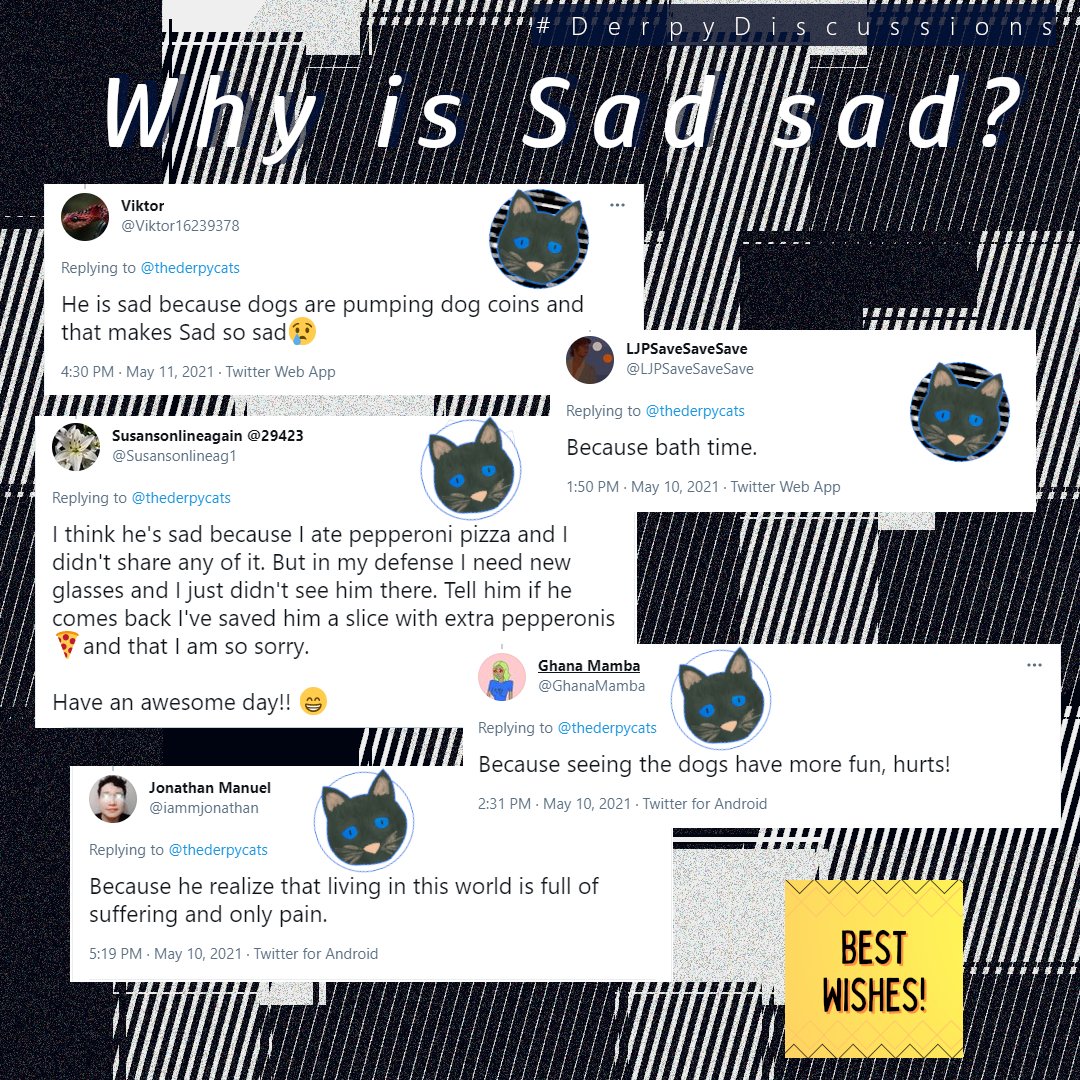 The winners are picked! 🥳🥳

📺Sad [Static] for @Viktor16239378 and <a href="/LJPSaveSaveSave/">LJPArtist</a> 
🐱Sad for <a href="/Susansonlineag1/">🐋Susansonlineagain</a>, <a href="/GhanaMamba/">🇬🇭 | Last Series 1 LBJ Finals NFT</a>, and @iammjonathan 
🙏Thank you #NFTs from <a href="/bestwishesNFTs/">Best Wishes NFTs</a> for everyone else!

Rewards should be in your inbox, sent with the help of <a href="/bountyblok/">bountyblok</a>. 🐱