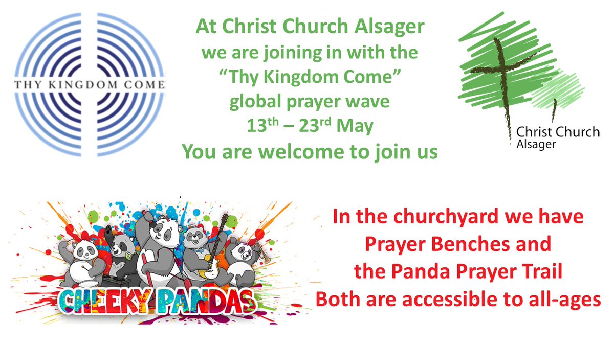 chchalsager's tweet photo. The Prayer benches and Cheeky Panda Trail will be available in the churchyard from 13-23 May. You will need a smart phone to read the QR code to watch the Cheeky Pandas video. Stay for as long or as short as you like. https://t.co/AQhQd6TJQk