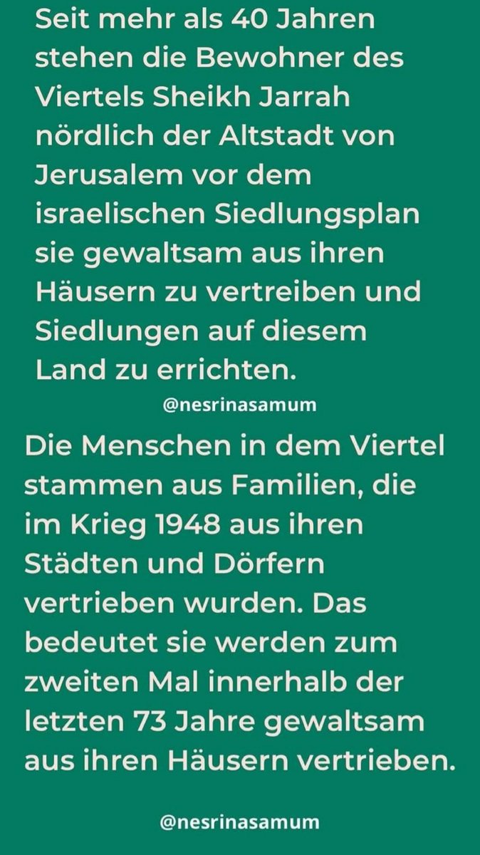 RahafzzzA's tweet photo. Was passiert gerade im Viertel Sheik Jarrah?
#savesheikhjarrah
#GazaUnderAttack
#PalestineUnderAttack
#Siehe_SheikhJarrah_Nachbarschaft
#deutsch https://t.co/knu96W03gg
